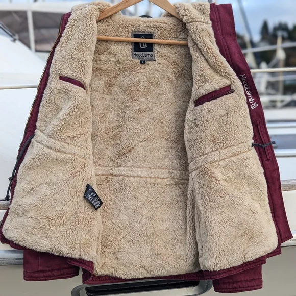 Hemp Hoodlamb HempworksThe Classic Winter Coat Hood Burgundy Small Vegan